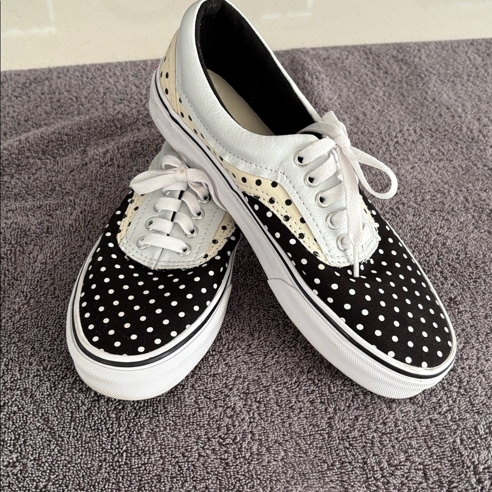 Vans black/white/cream polka dot